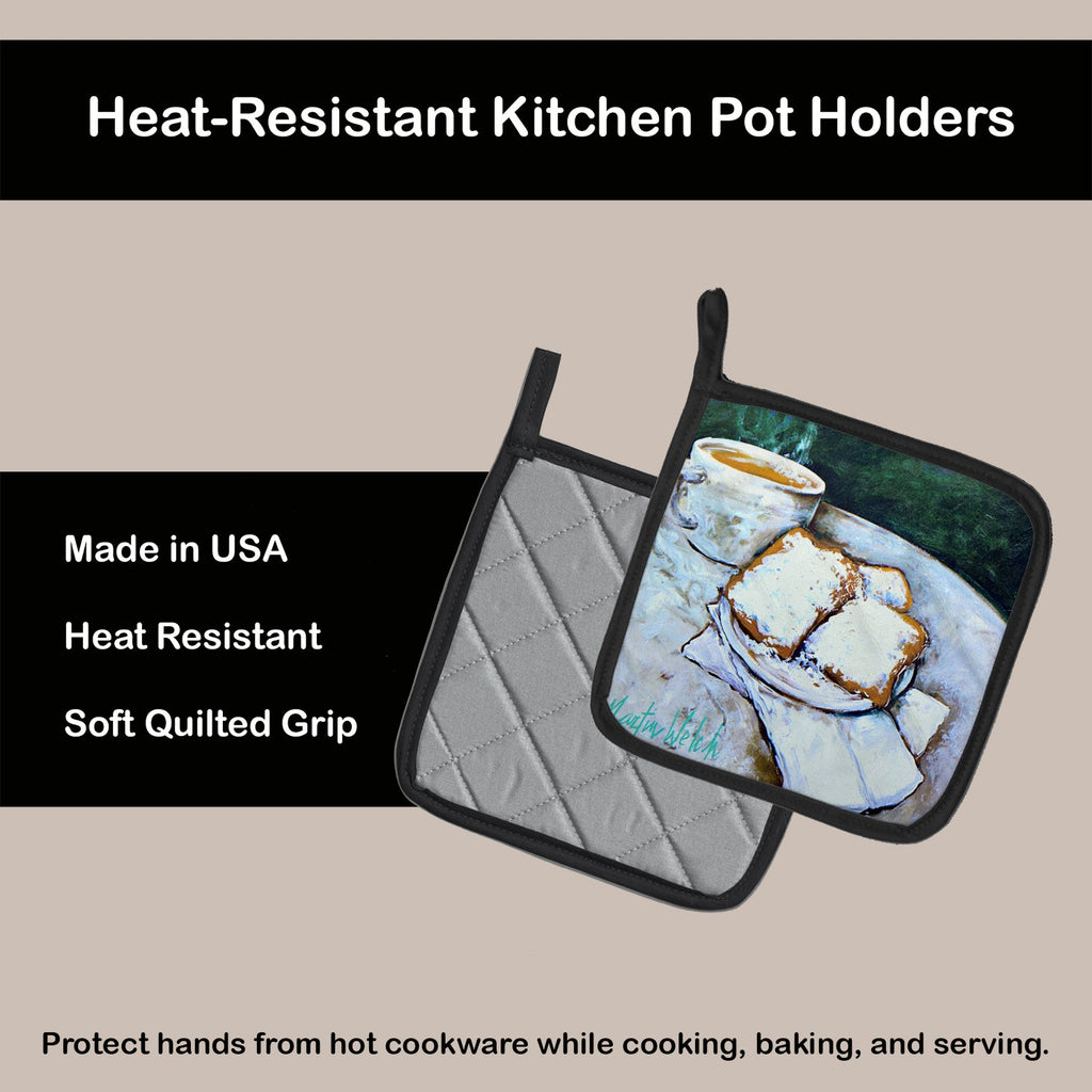 Beingets Breakfast Delight Pot Holder Set of 2 Heat Resistant Quilted Hot Pads 7.5 x 7.5 Inch, Insulated Kitchen Trivets for Cooking & Baking