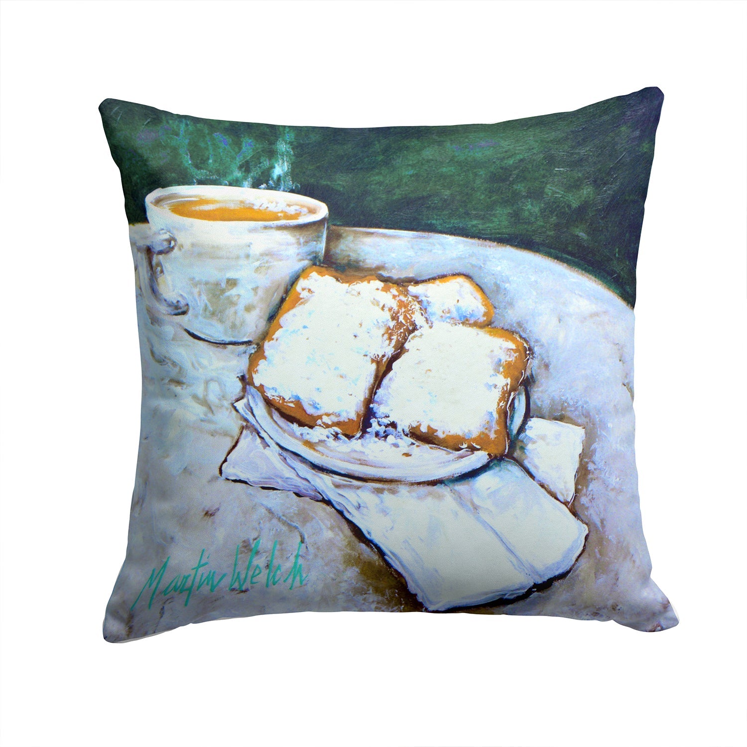 Beingets Breakfast Delight Decorative Throw Pillow 14x14 Indoor Outdoor Accent Cushion, Fabric Cover with Insert for Sofa, Bed, Porch & Living Room