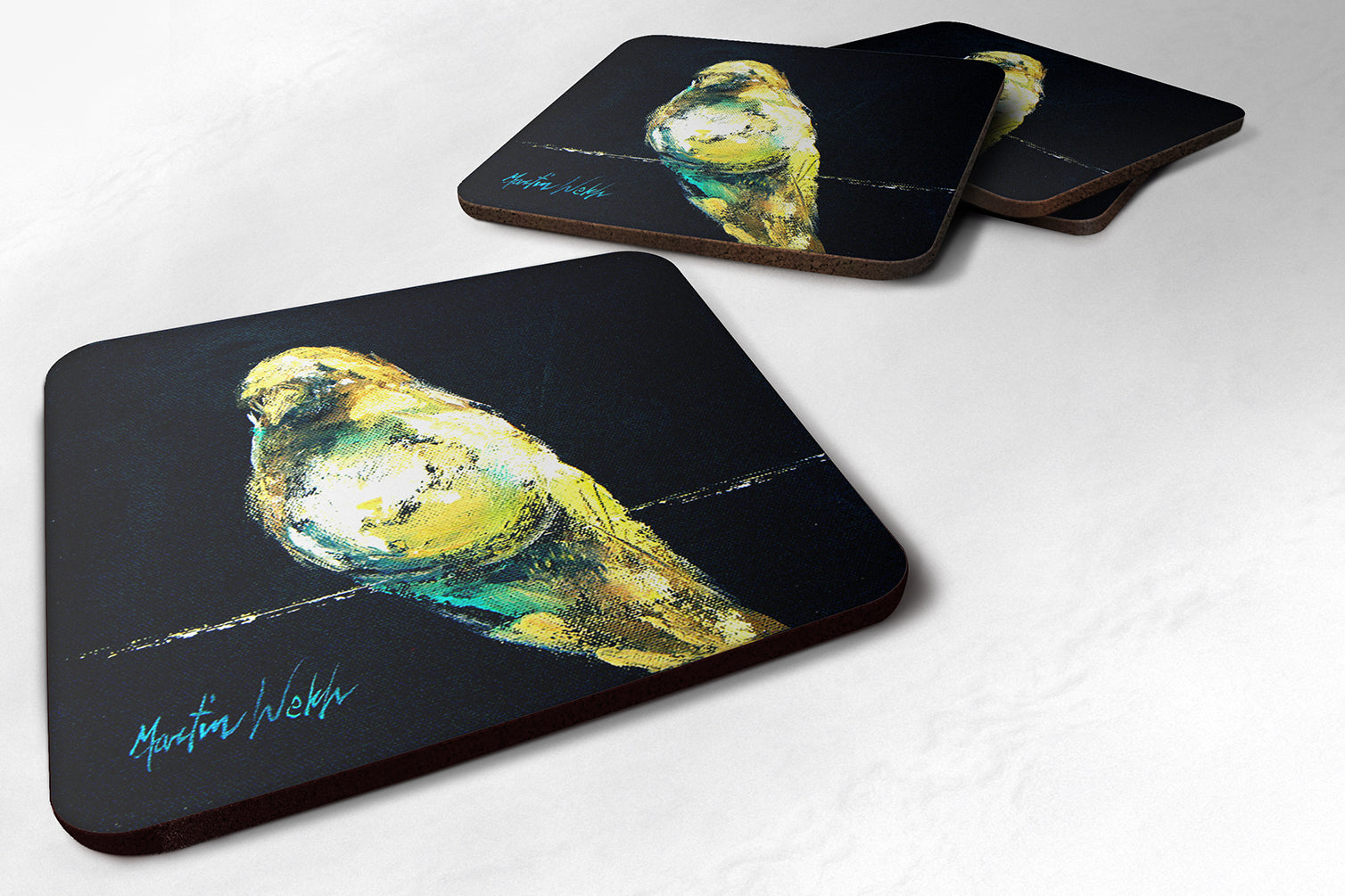 Bird Birdie Foam Coasters Set of 4 Cup Coasters for Indoor Outdoor, Tabletop Protection, Anti Slip, Mouse pad Material