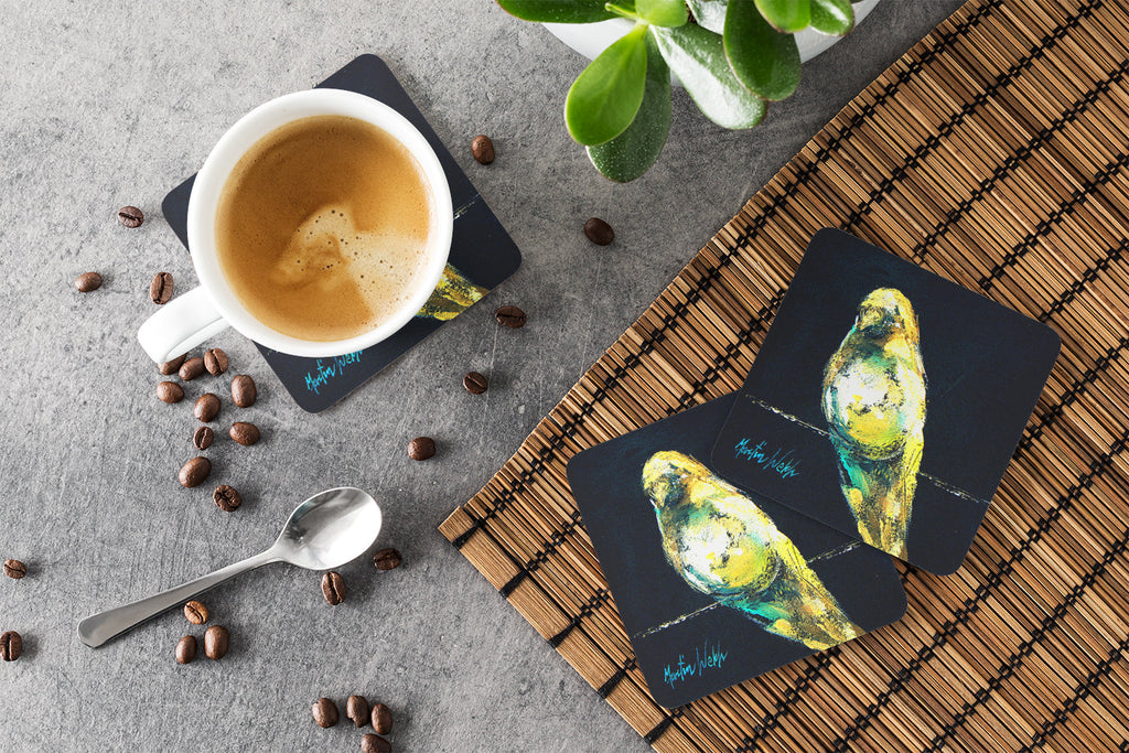 Bird Birdie Foam Coasters Set of 4 Cup Coasters for Indoor Outdoor, Tabletop Protection, Anti Slip, Mouse pad Material
