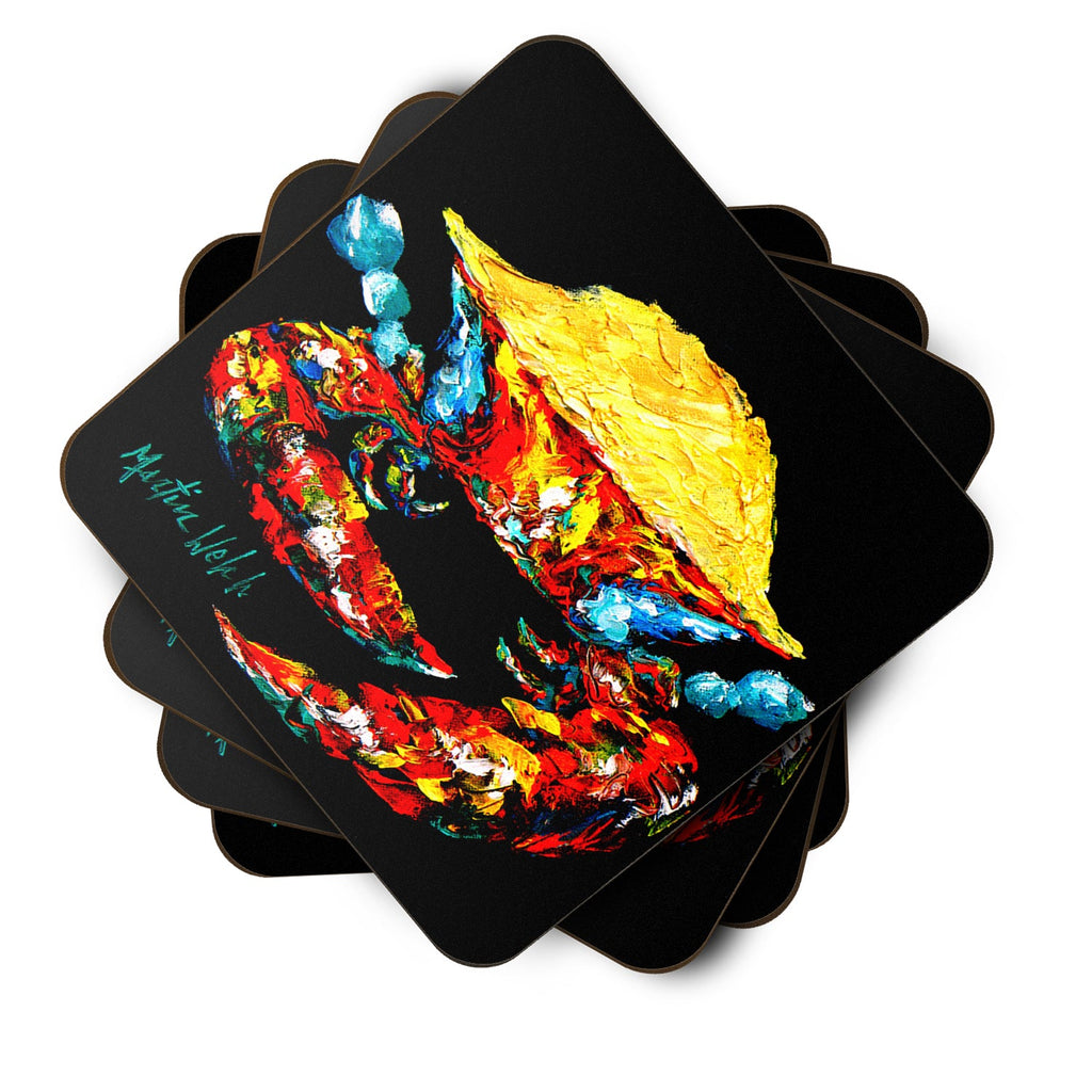 Crab Black Gold Foam Coasters Set of 4 Cup Coasters for Indoor Outdoor, Tabletop Protection, Anti Slip, Mouse pad Material