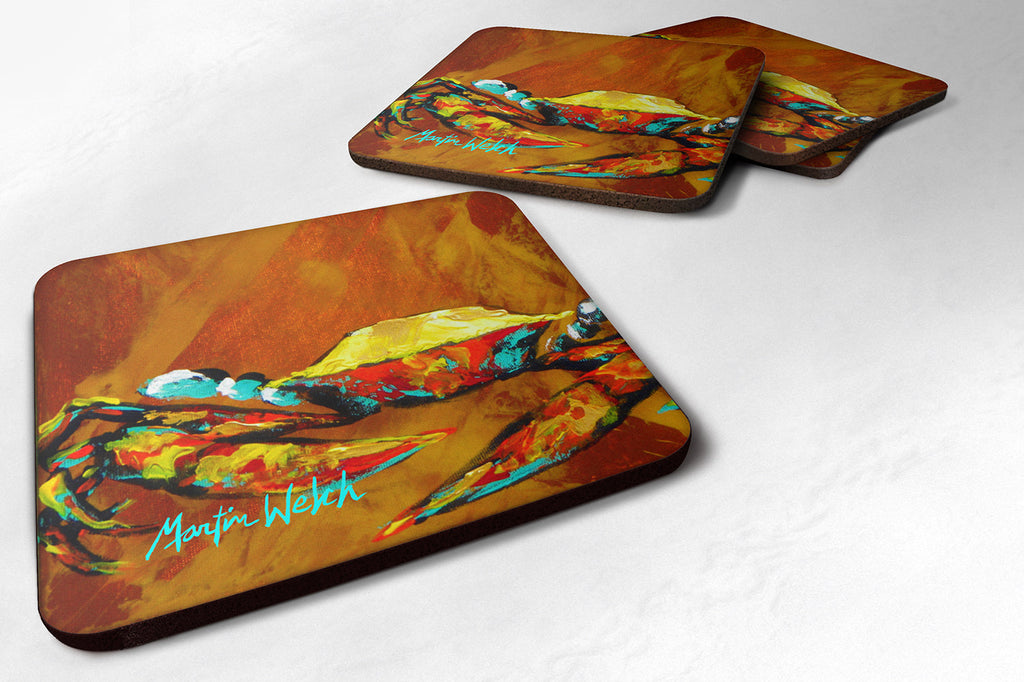 Crab Carmel Coated Foam Coasters Set of 4 Cup Coasters for Indoor Outdoor, Tabletop Protection, Anti Slip, Mouse pad Material