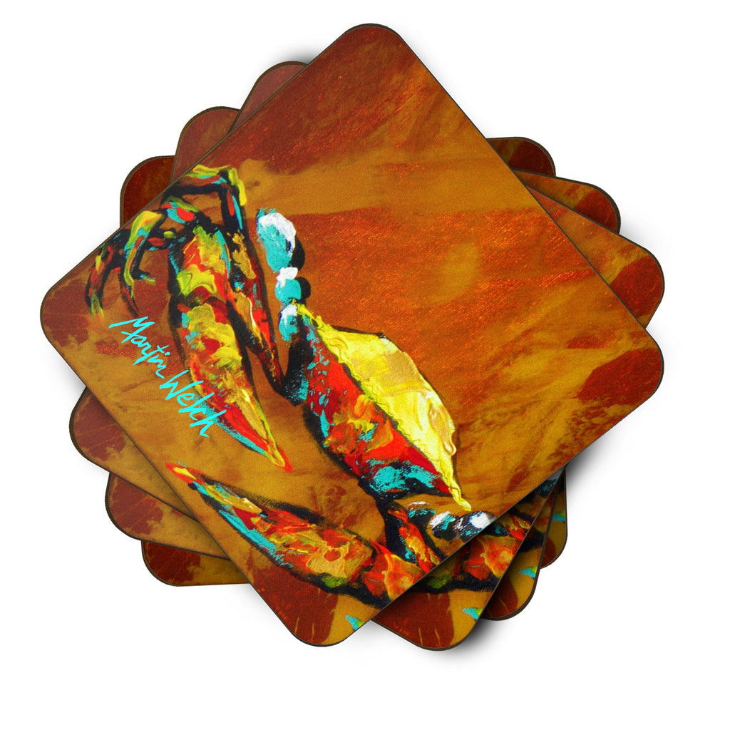 Crab Carmel Coated Foam Coasters Set of 4 Cup Coasters for Indoor Outdoor, Tabletop Protection, Anti Slip, Mouse pad Material