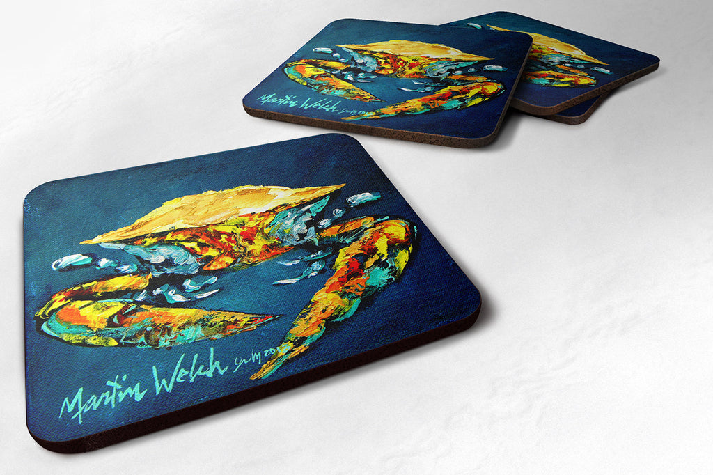 Crab Catch Up Foam Coasters Set of 4 Cup Coasters for Indoor Outdoor, Tabletop Protection, Anti Slip, Mouse pad Material