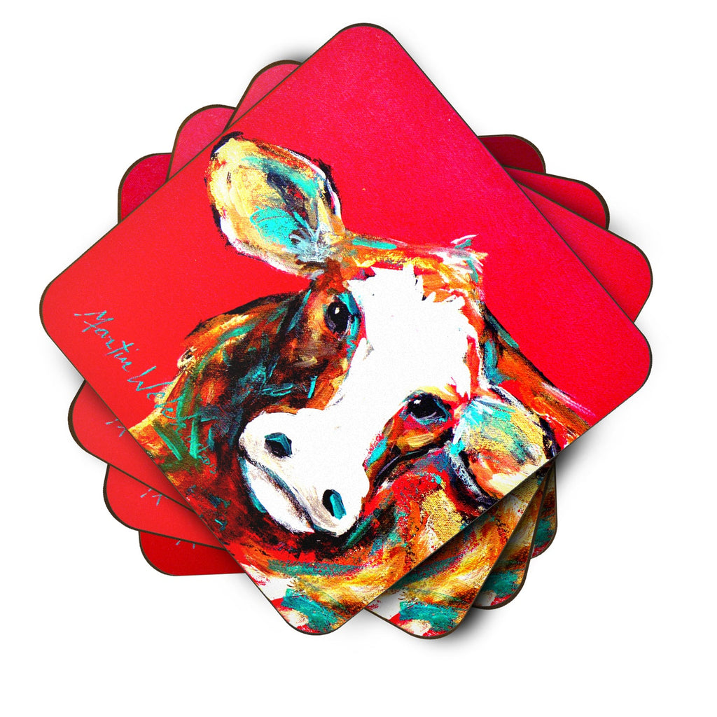 Cow Caught Red Handed Foam Coasters Set of 4 Cup Coasters for Indoor Outdoor, Tabletop Protection, Anti Slip, Mouse pad Material