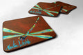 Insect - Dragonfly Chocolate Chip Foam Coasters Set of 4 Cup Coasters for Indoor Outdoor, Tabletop Protection, Anti Slip, Mouse pad Material