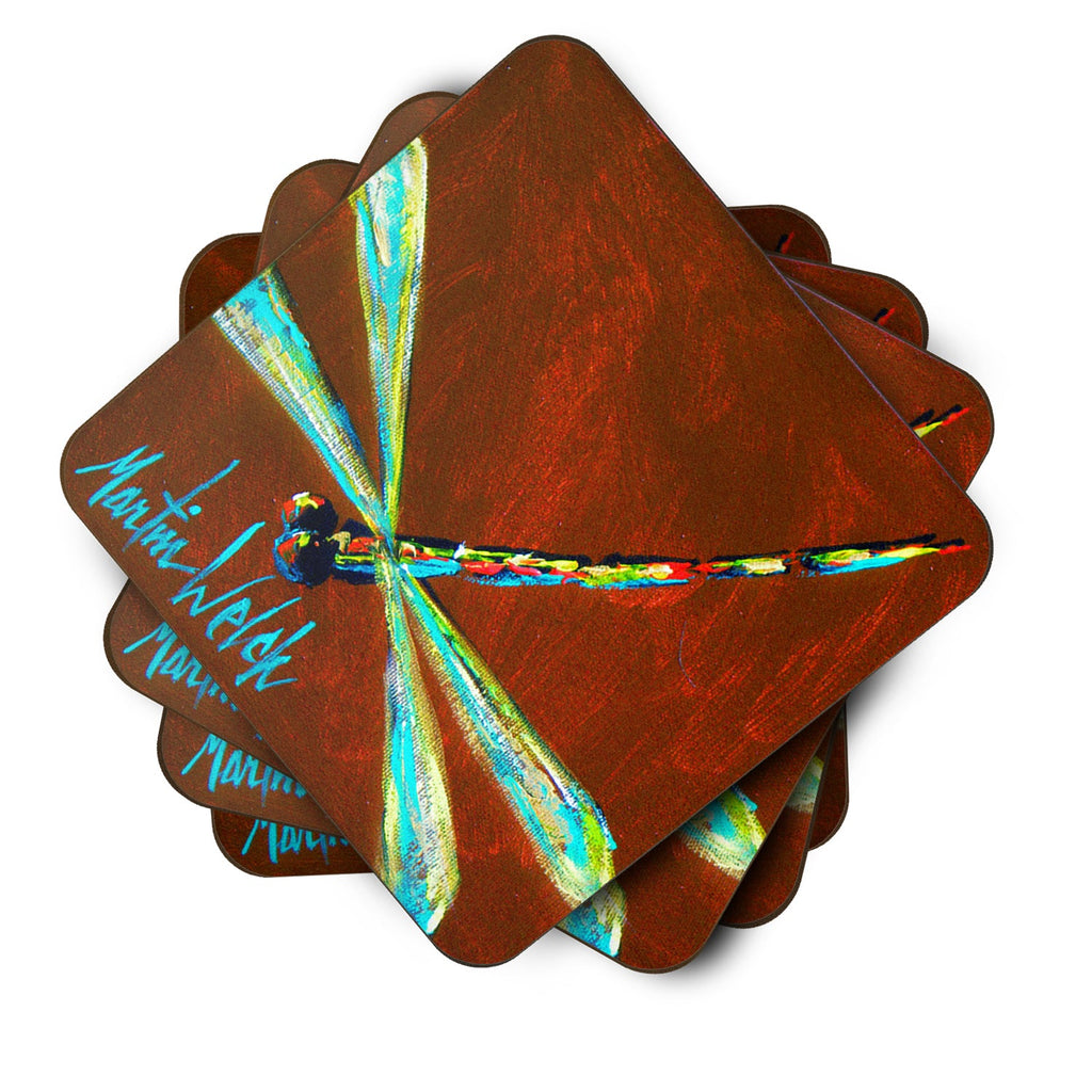 Insect - Dragonfly Chocolate Chip Foam Coasters Set of 4 Cup Coasters for Indoor Outdoor, Tabletop Protection, Anti Slip, Mouse pad Material
