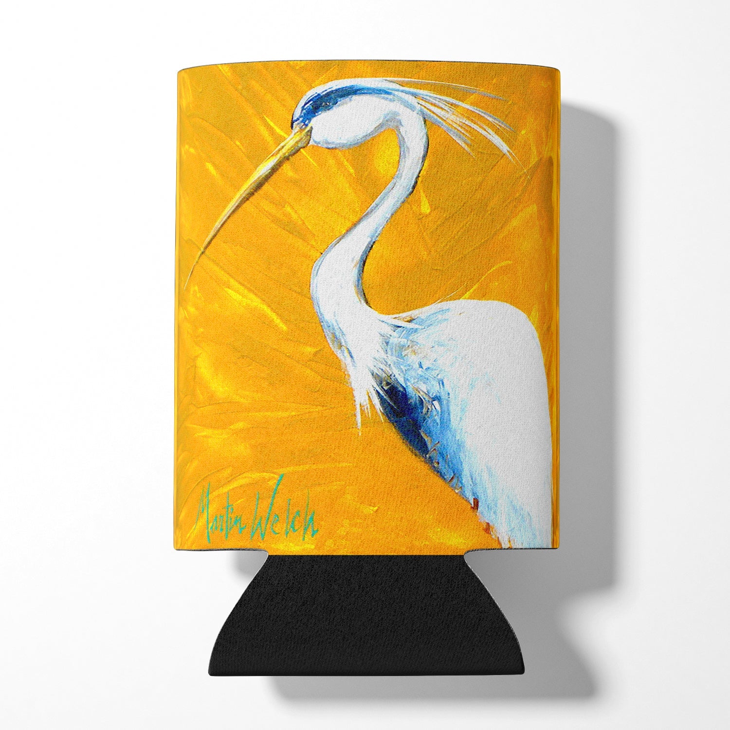 Bird - Blue Heron Col Mustard Can or Bottle Hugger Cooler Sleeve for Standard 12 oz Cans, Insulated Foam Beer & Soda Can Hugger Reusable