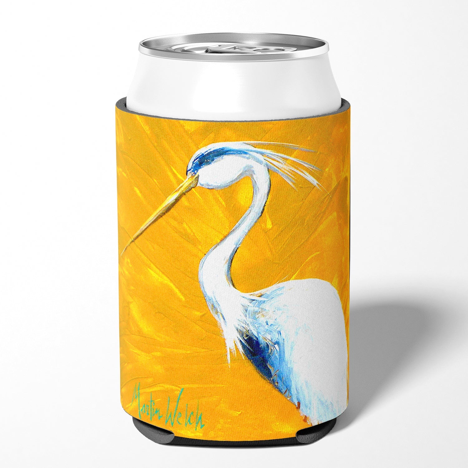 Bird - Blue Heron Col Mustard Can or Bottle Hugger Cooler Sleeve for Standard 12 oz Cans, Insulated Foam Beer & Soda Can Hugger Reusable