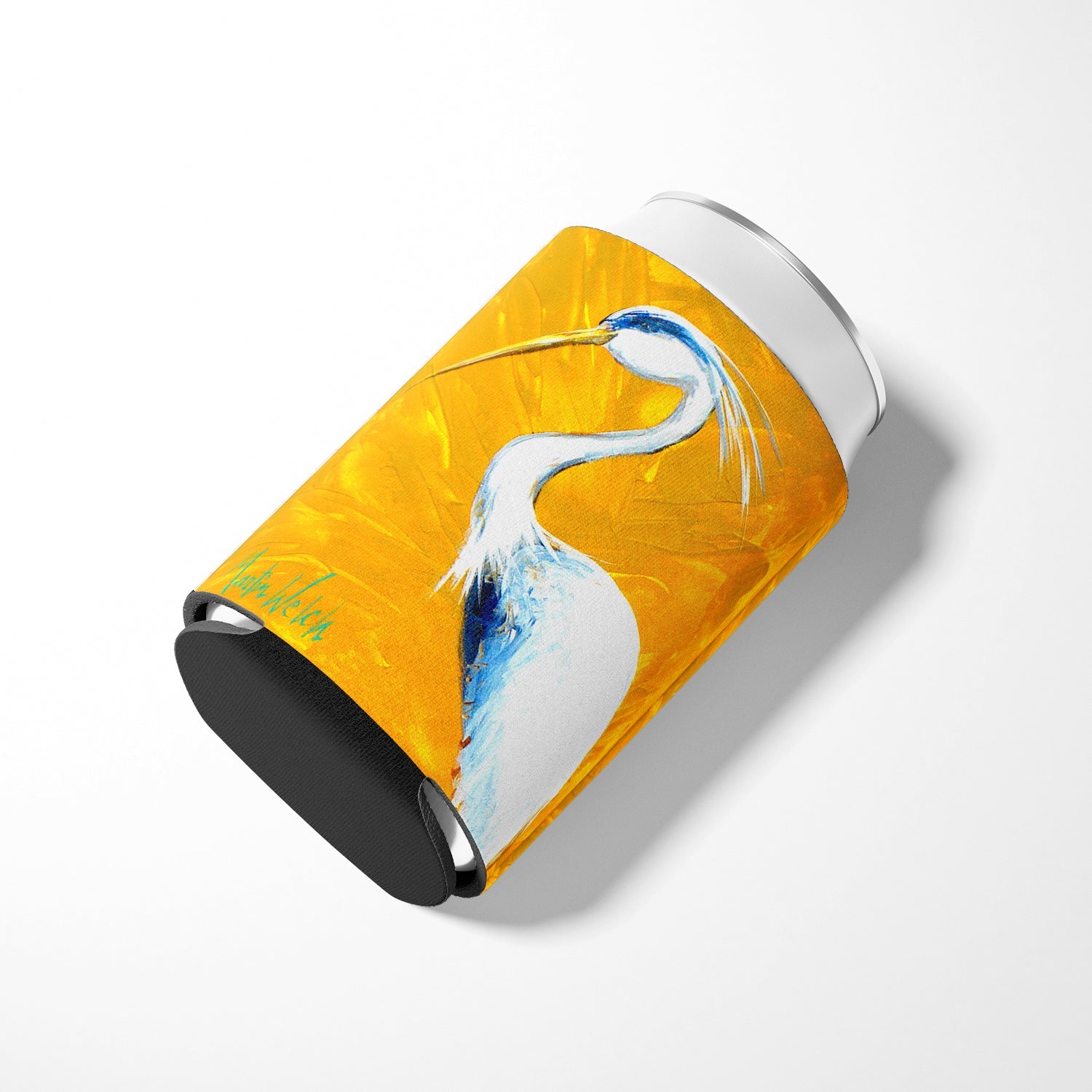 Bird - Blue Heron Col Mustard Can or Bottle Hugger Cooler Sleeve for Standard 12 oz Cans, Insulated Foam Beer & Soda Can Hugger Reusable