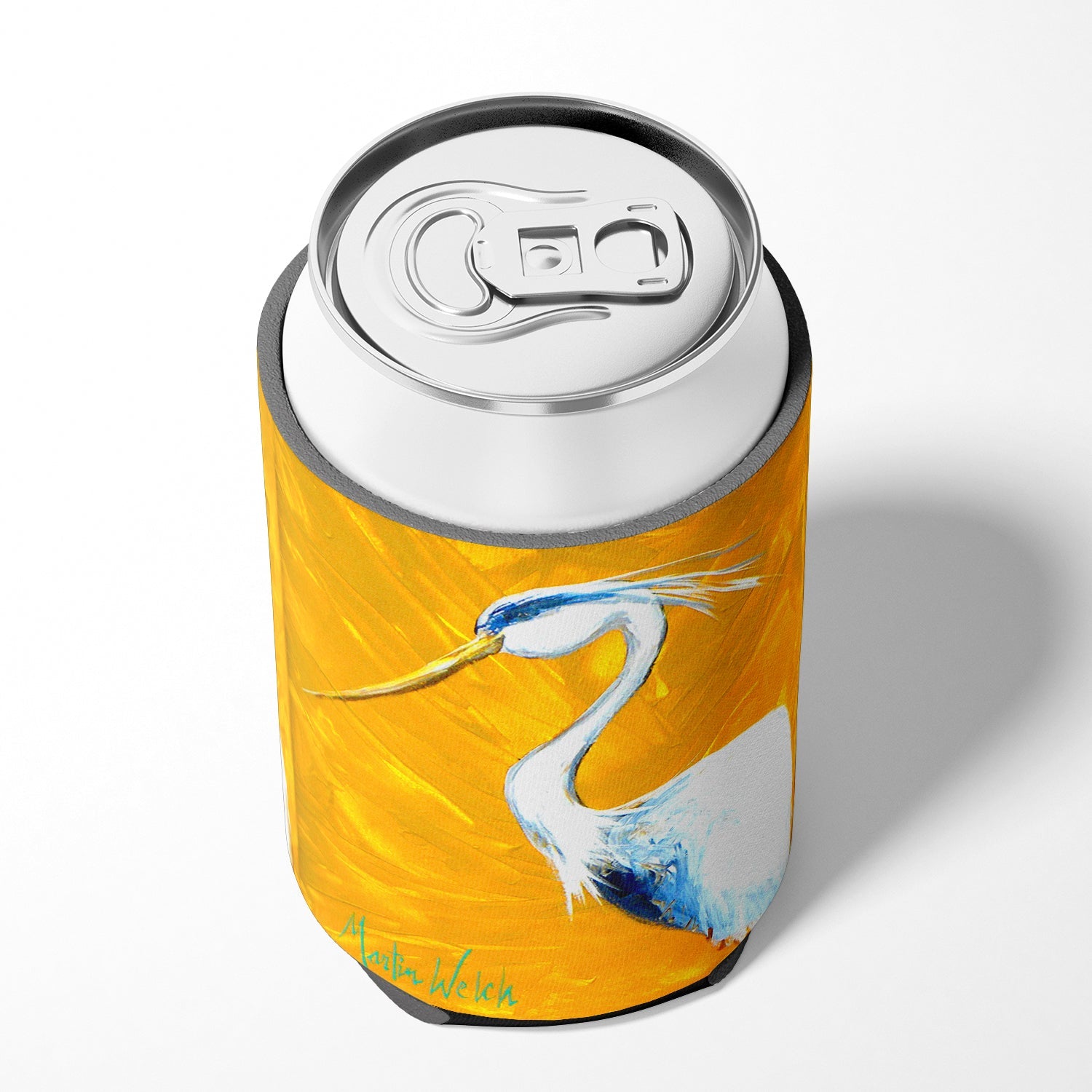 Bird - Blue Heron Col Mustard Can or Bottle Hugger Cooler Sleeve for Standard 12 oz Cans, Insulated Foam Beer & Soda Can Hugger Reusable