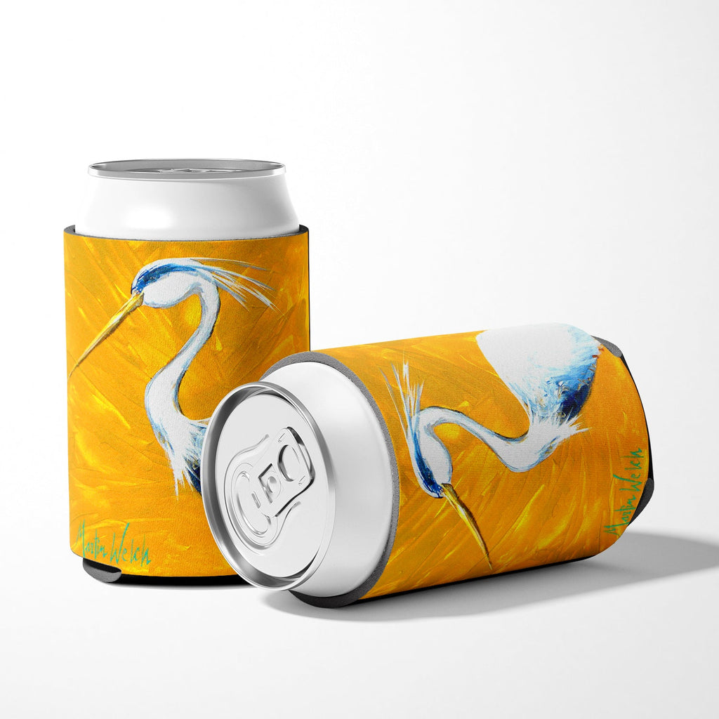 Bird - Blue Heron Col Mustard Can or Bottle Hugger Cooler Sleeve for Standard 12 oz Cans, Insulated Foam Beer & Soda Can Hugger Reusable