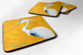 Bird - Blue Heron Col Mustard Foam Coasters Set of 4 Cup Coasters for Indoor Outdoor, Tabletop Protection, Anti Slip, Mouse pad Material