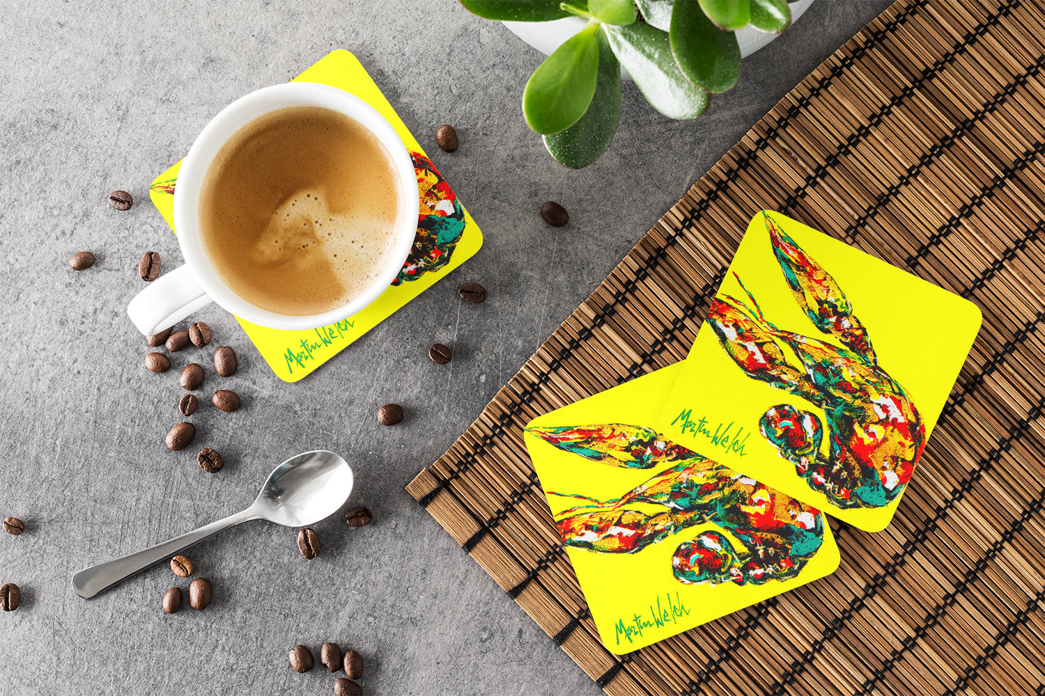 Foam Coasters Set of 4 Cup Coasters for Indoor Outdoor, Tabletop Protection, Anti Slip, Mouse pad Material