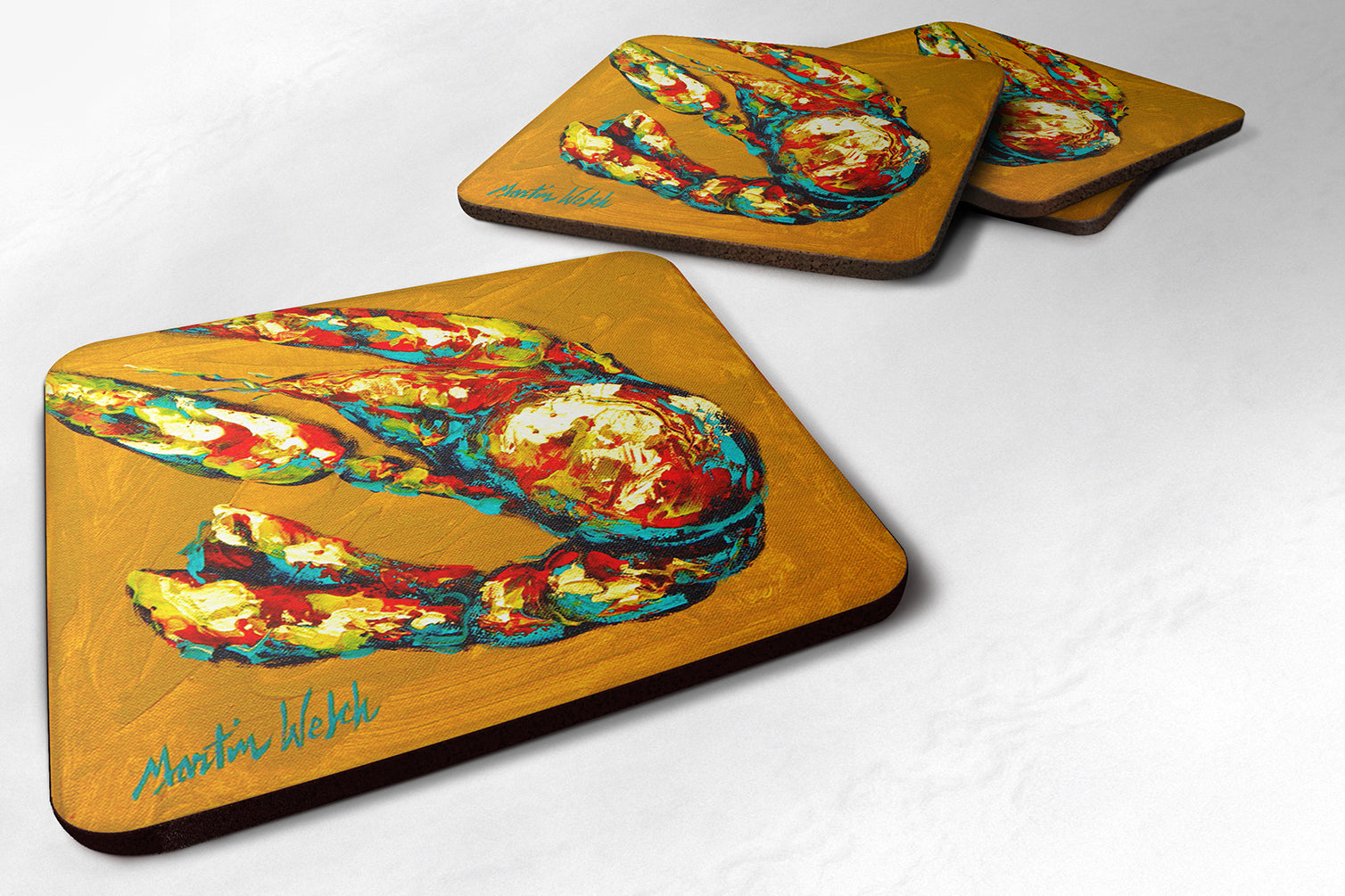 Crawfish Crawfish & Hot Foam Coasters Set of 4 Cup Coasters for Indoor Outdoor, Tabletop Protection, Anti Slip, Mouse pad Material