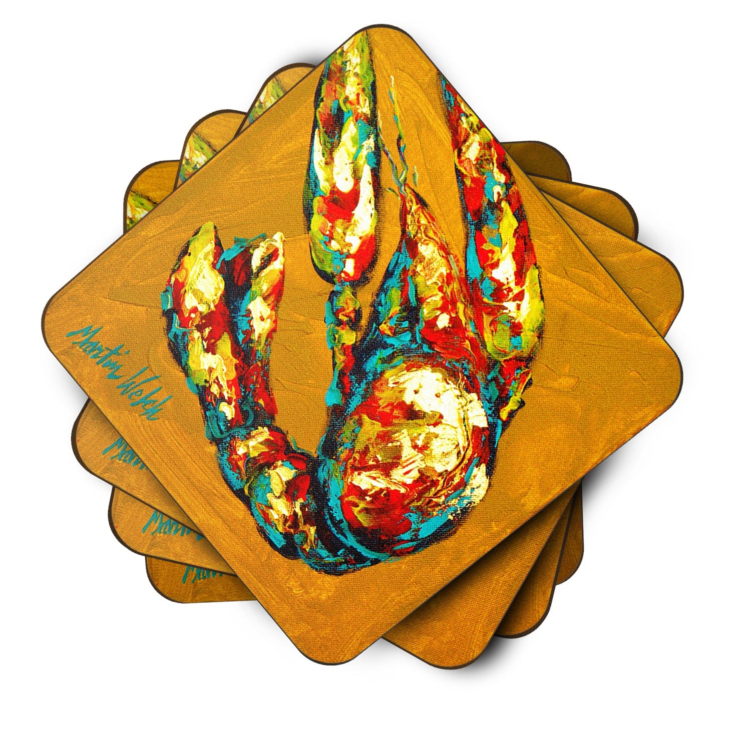 Crawfish Crawfish & Hot Foam Coasters Set of 4 Cup Coasters for Indoor Outdoor, Tabletop Protection, Anti Slip, Mouse pad Material
