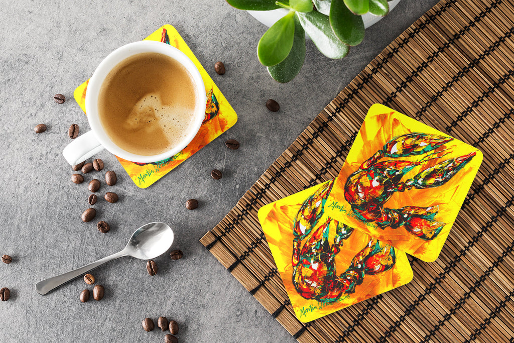 Crawfish Crawfish on the Move Foam Coasters Set of 4 Cup Coasters for Indoor Outdoor, Tabletop Protection, Anti Slip, Mouse pad Material