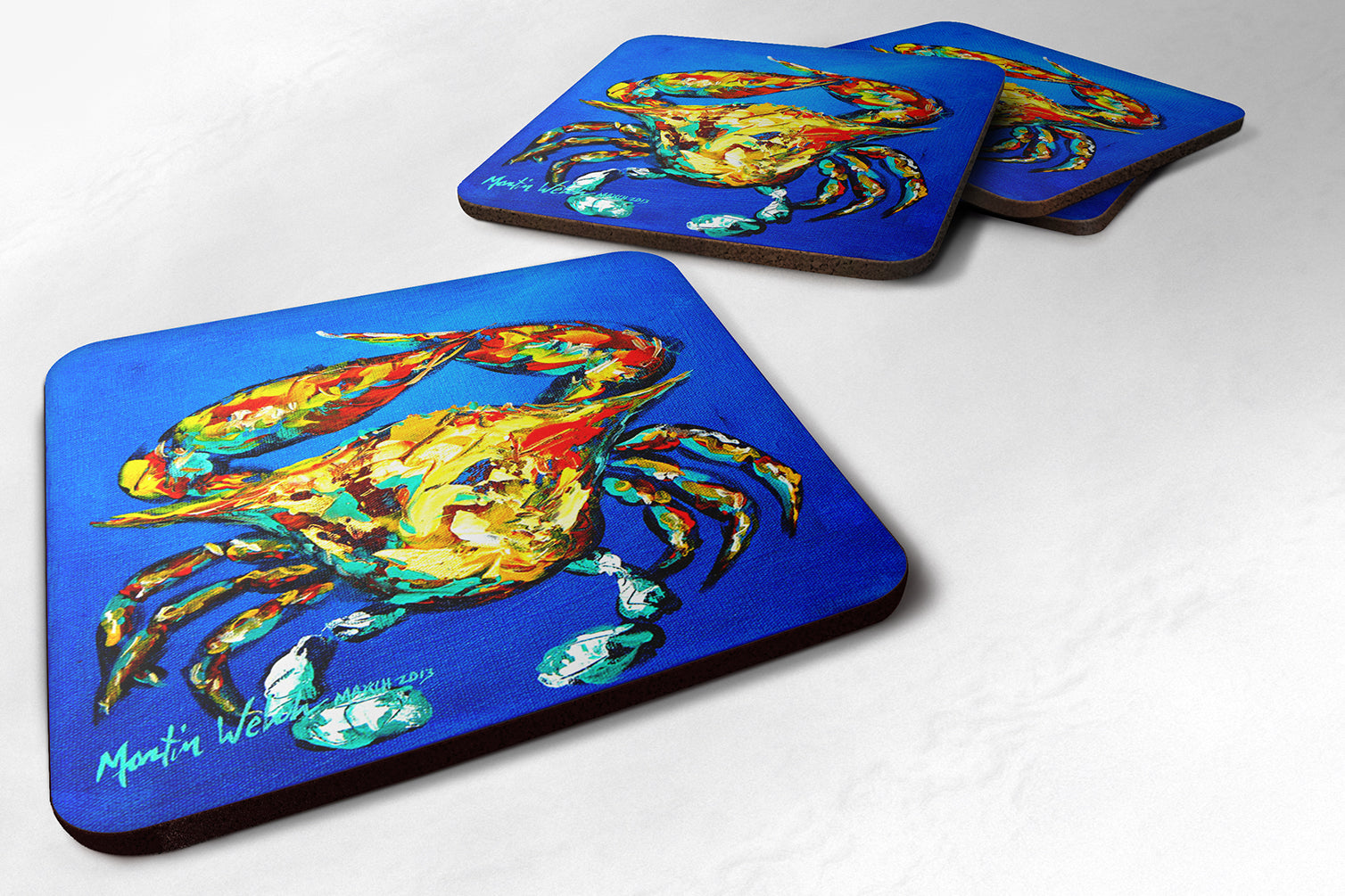 Crab Criss Crow Foam Coasters Set of 4 Cup Coasters for Indoor Outdoor, Tabletop Protection, Anti Slip, Mouse pad Material