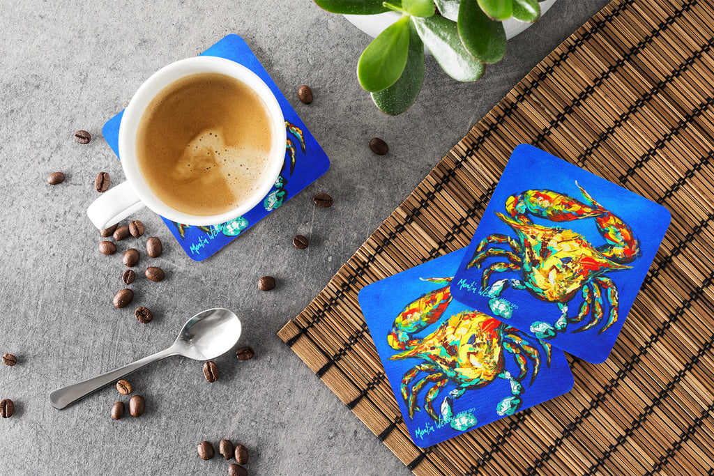 Crab Criss Crow Foam Coasters Set of 4 Cup Coasters for Indoor Outdoor, Tabletop Protection, Anti Slip, Mouse pad Material