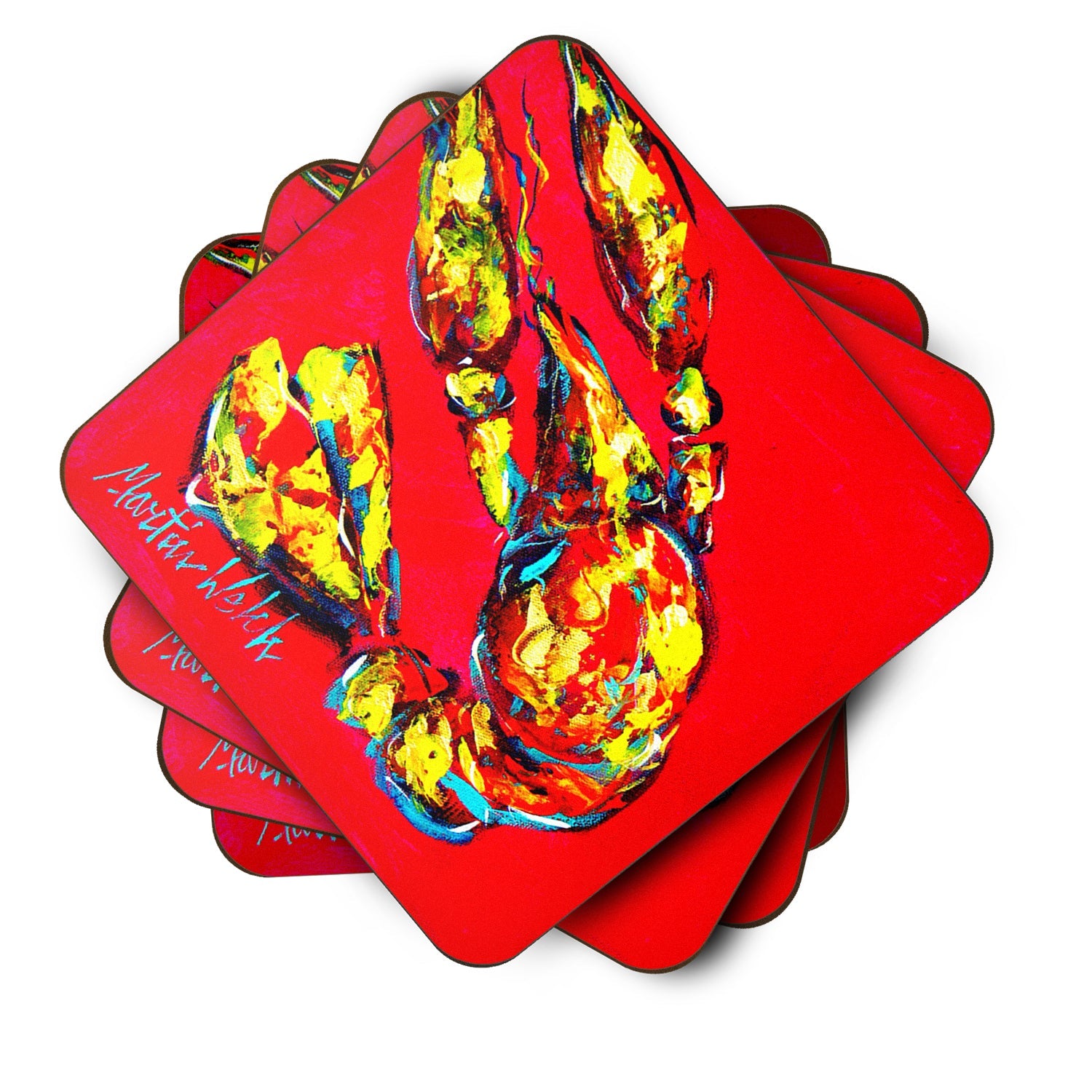 Crawfish Crunch Time Foam Coasters Set of 4 Cup Coasters for Indoor Outdoor, Tabletop Protection, Anti Slip, Mouse pad Material