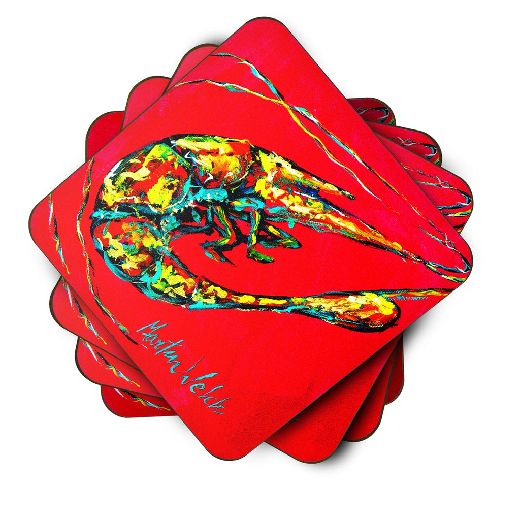 Shrimp Day Dream Foam Coasters Set of 4 Cup Coasters for Indoor Outdoor, Tabletop Protection, Anti Slip, Mouse pad Material