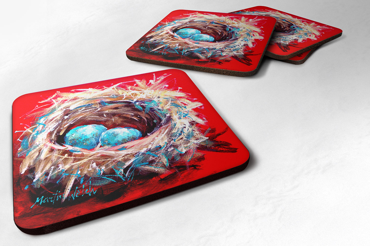 Bird Egg-Stra Speical Foam Coasters Set of 4 Cup Coasters for Indoor Outdoor, Tabletop Protection, Anti Slip, Mouse pad Material