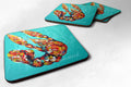 Crawfish Electric Claw Aqua Green Foam Coasters Set of 4 Cup Coasters for Indoor Outdoor, Tabletop Protection, Anti Slip, Mouse pad Material