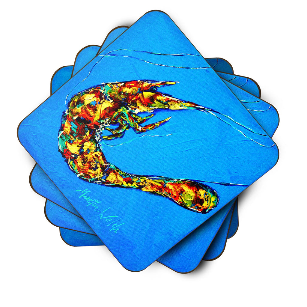 Shrimp Felix Foam Coasters Set of 4 Cup Coasters for Indoor Outdoor, Tabletop Protection, Anti Slip, Mouse pad Material