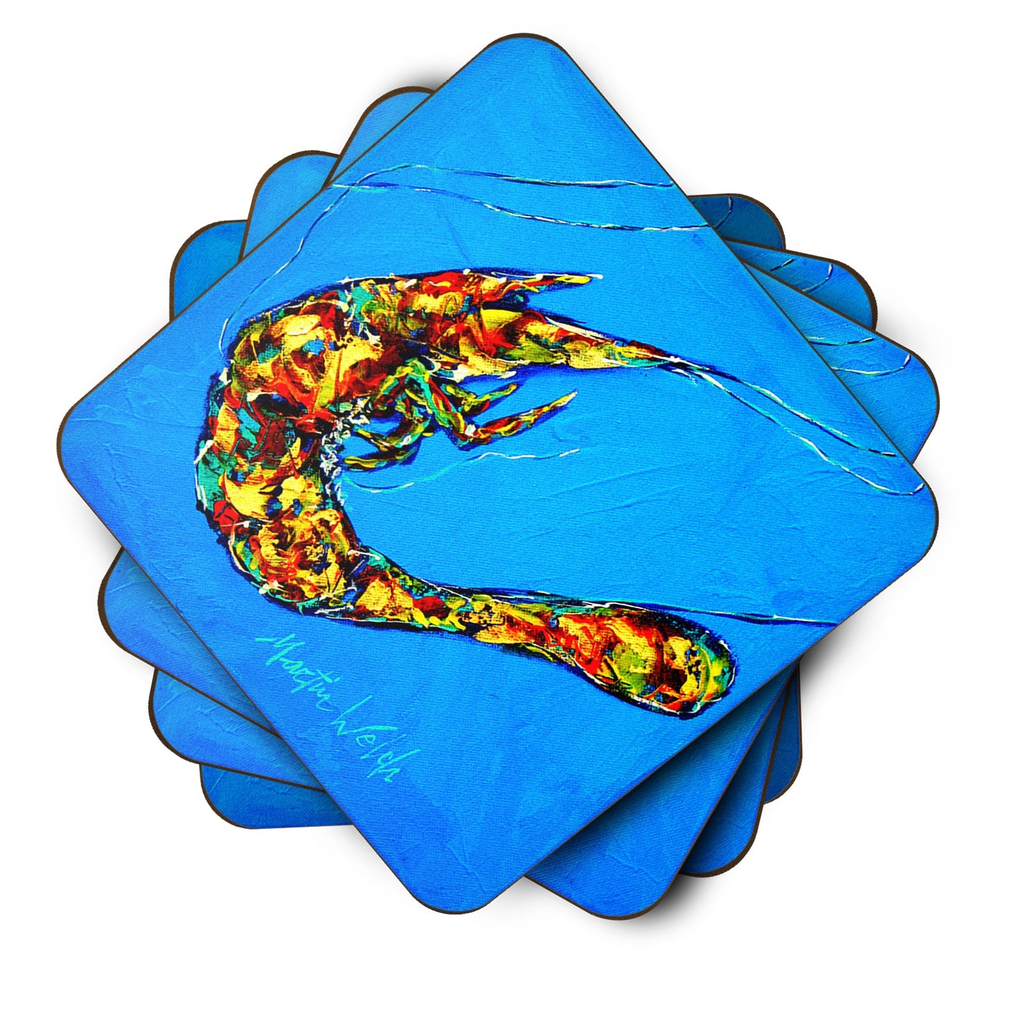 Shrimp Felix Foam Coasters Set of 4 Cup Coasters for Indoor Outdoor, Tabletop Protection, Anti Slip, Mouse pad Material