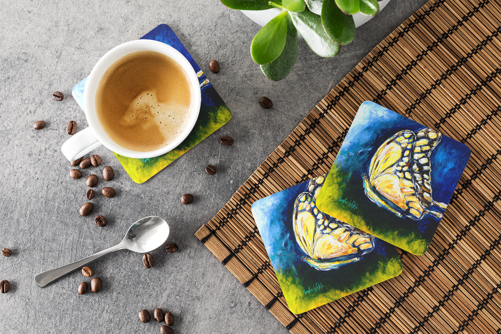 Insect - Butterly Forward Motion Foam Coasters Set of 4 Cup Coasters for Indoor Outdoor, Tabletop Protection, Anti Slip, Mouse pad Material