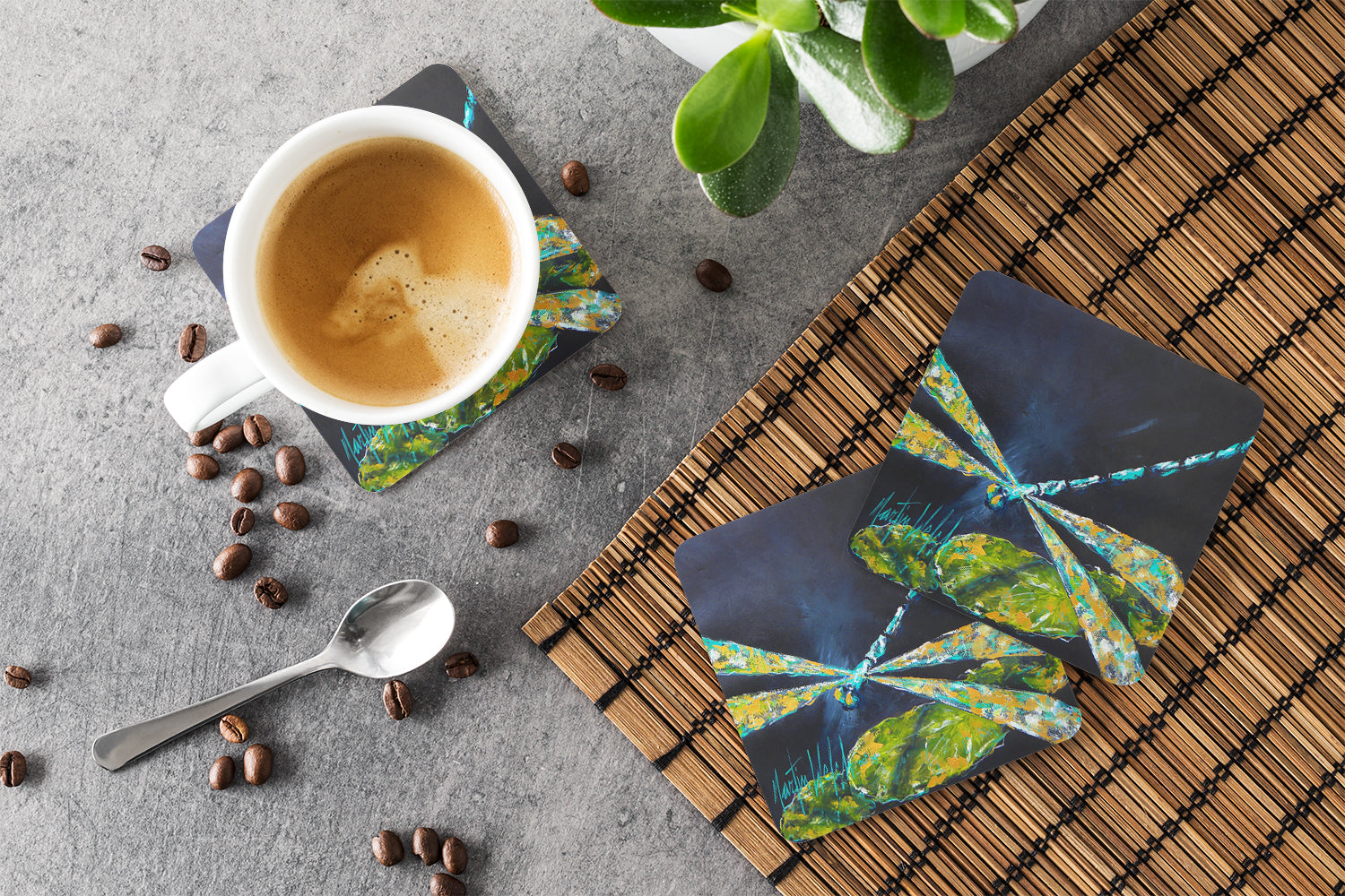 Foam Coasters Set of 4 Cup Coasters for Indoor Outdoor, Tabletop Protection, Anti Slip, Mouse pad Material