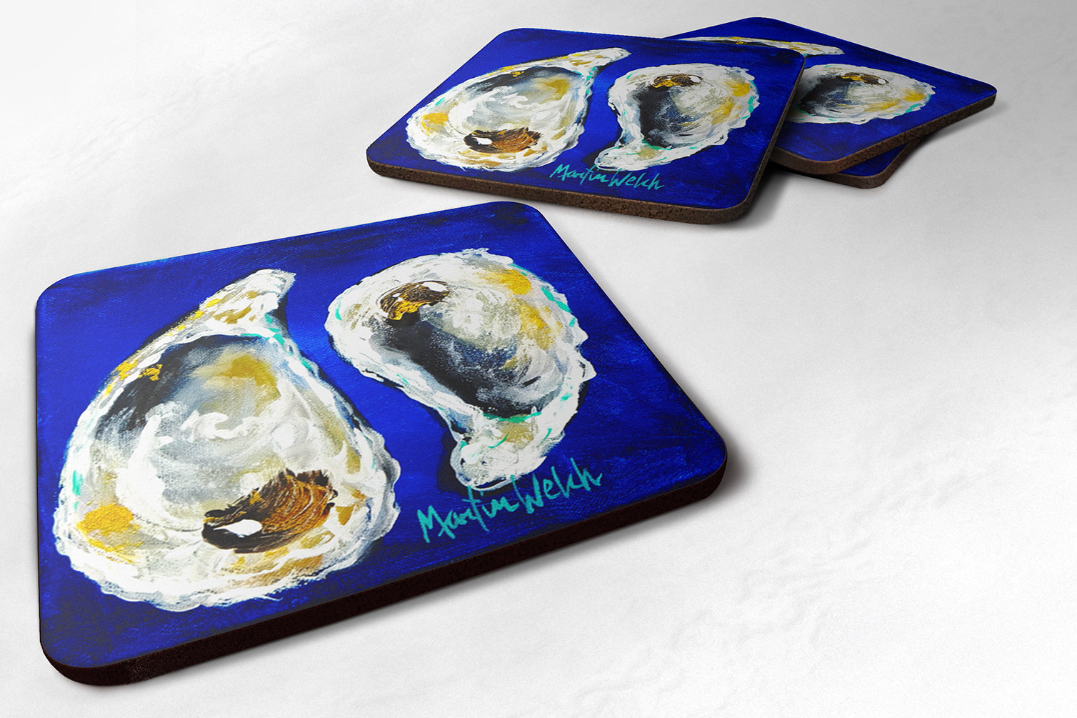 Oyster I Hear You Foam Coasters Set of 4 Cup Coasters for Indoor Outdoor, Tabletop Protection, Anti Slip, Mouse pad Material