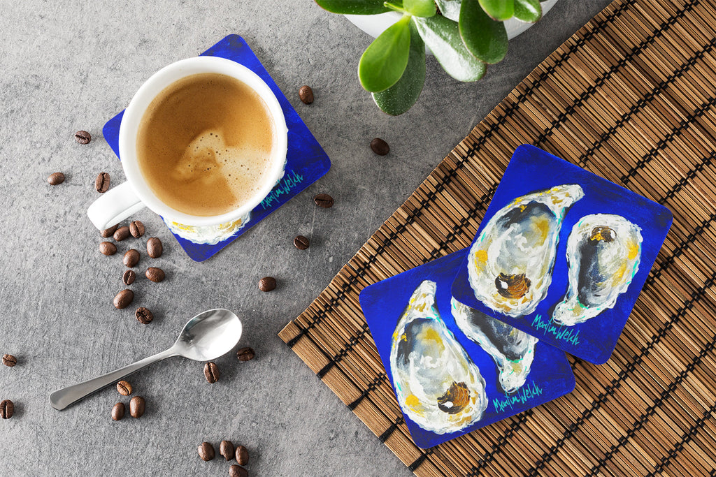 Oyster I Hear You Foam Coasters Set of 4 Cup Coasters for Indoor Outdoor, Tabletop Protection, Anti Slip, Mouse pad Material