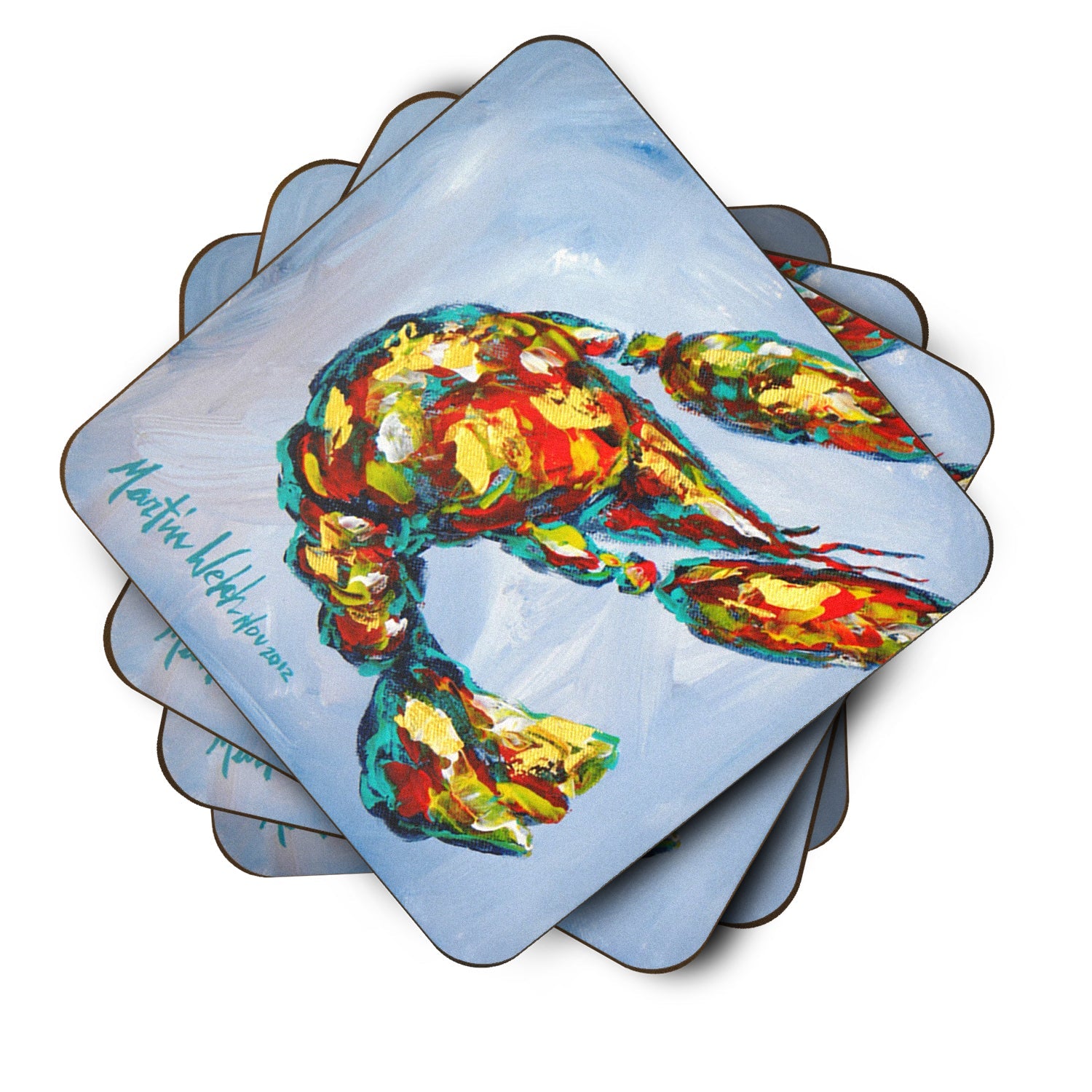 Crawfish Iced Crawfish Foam Coasters Set of 4 Cup Coasters for Indoor Outdoor, Tabletop Protection, Anti Slip, Mouse pad Material