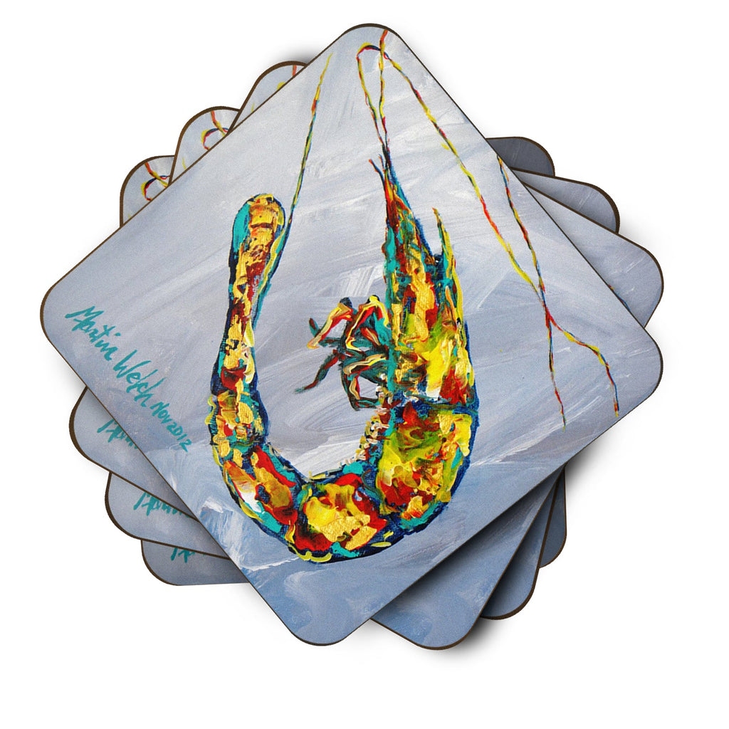 Shrimp Iced Shrimp Foam Coasters Set of 4 Cup Coasters for Indoor Outdoor, Tabletop Protection, Anti Slip, Mouse pad Material
