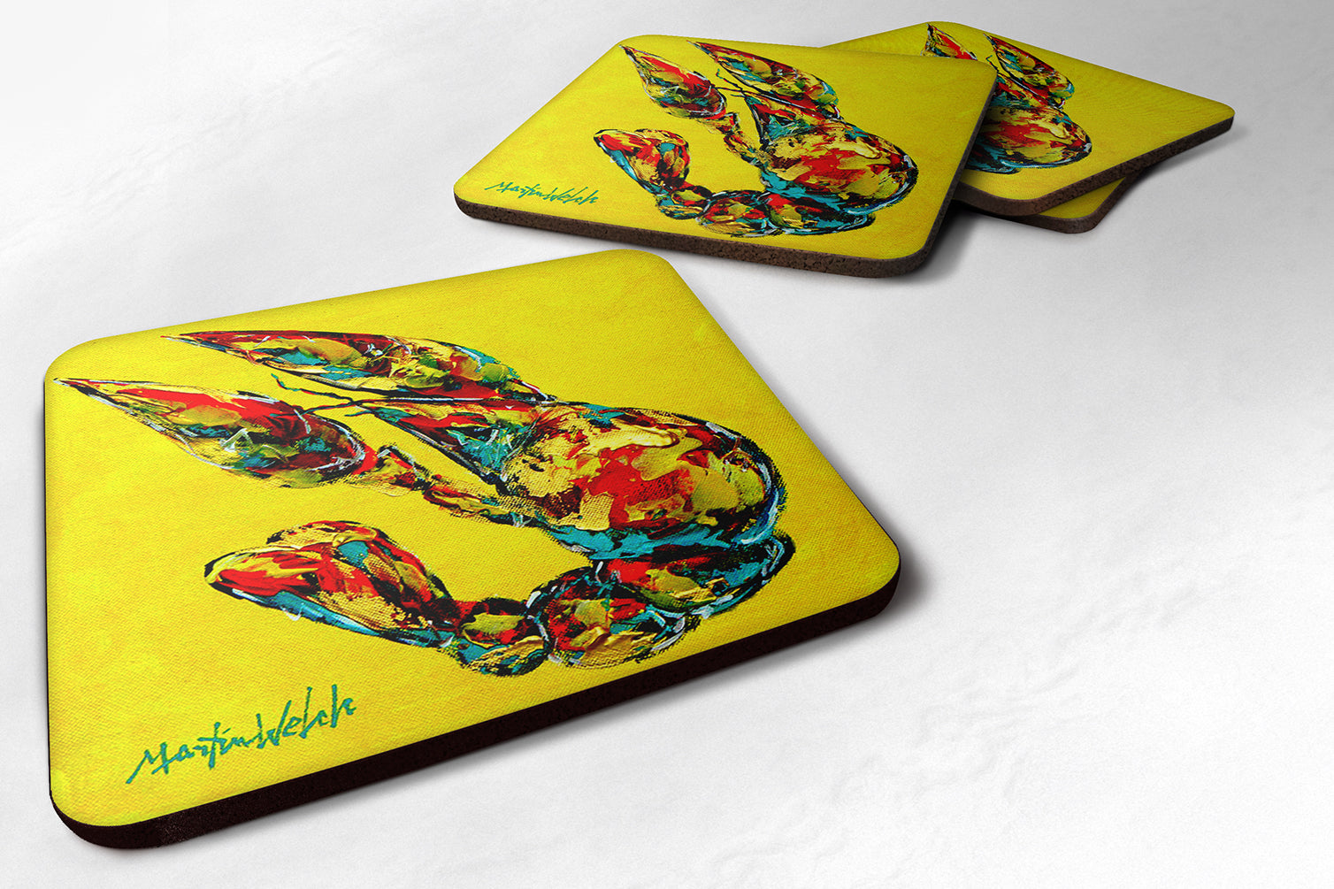 Crawfish Lemon Juice Foam Coasters Set of 4 Cup Coasters for Indoor Outdoor, Tabletop Protection, Anti Slip, Mouse pad Material