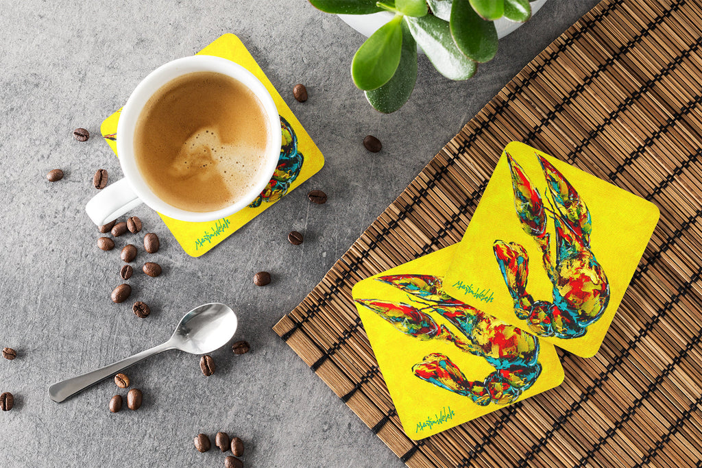 Crawfish Lemon Juice Foam Coasters Set of 4 Cup Coasters for Indoor Outdoor, Tabletop Protection, Anti Slip, Mouse pad Material