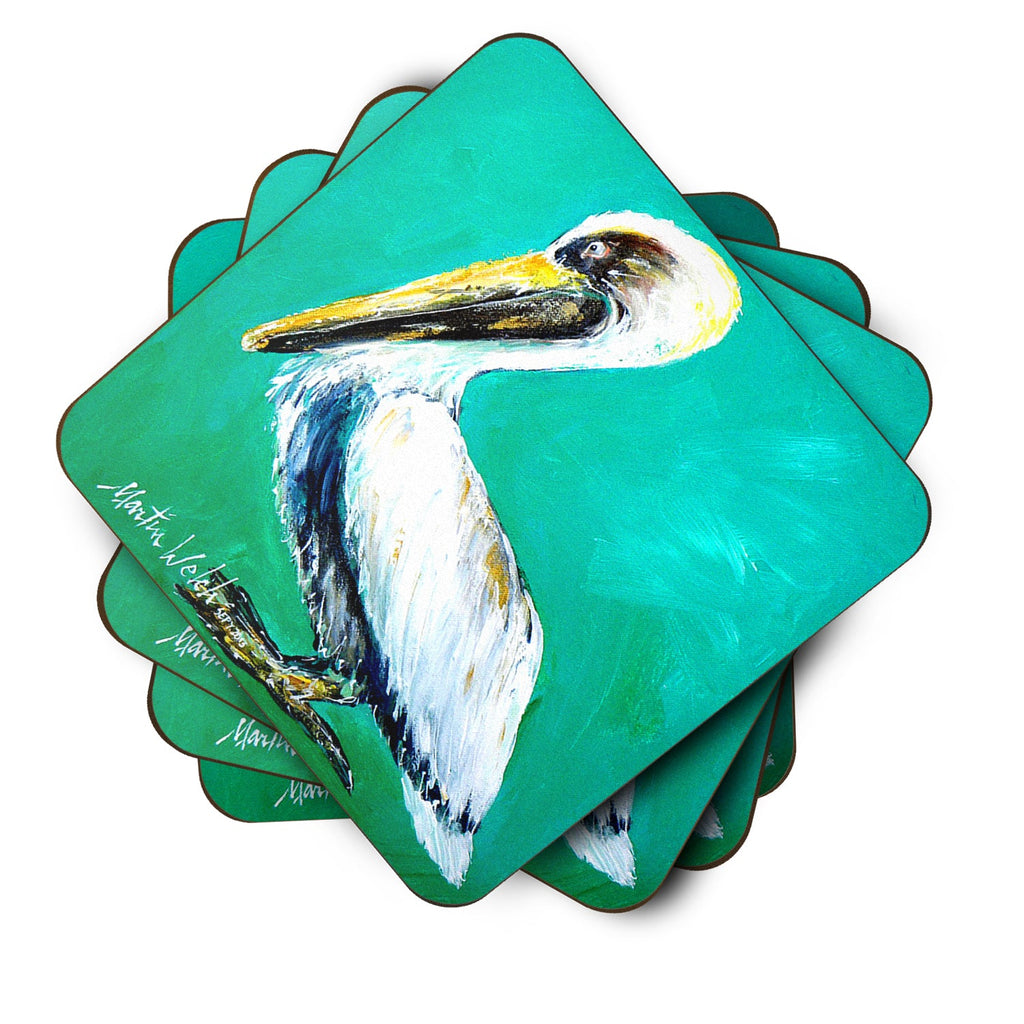 Bird - Pelican Lightin Up Foam Coasters Set of 4 Cup Coasters for Indoor Outdoor, Tabletop Protection, Anti Slip, Mouse pad Material