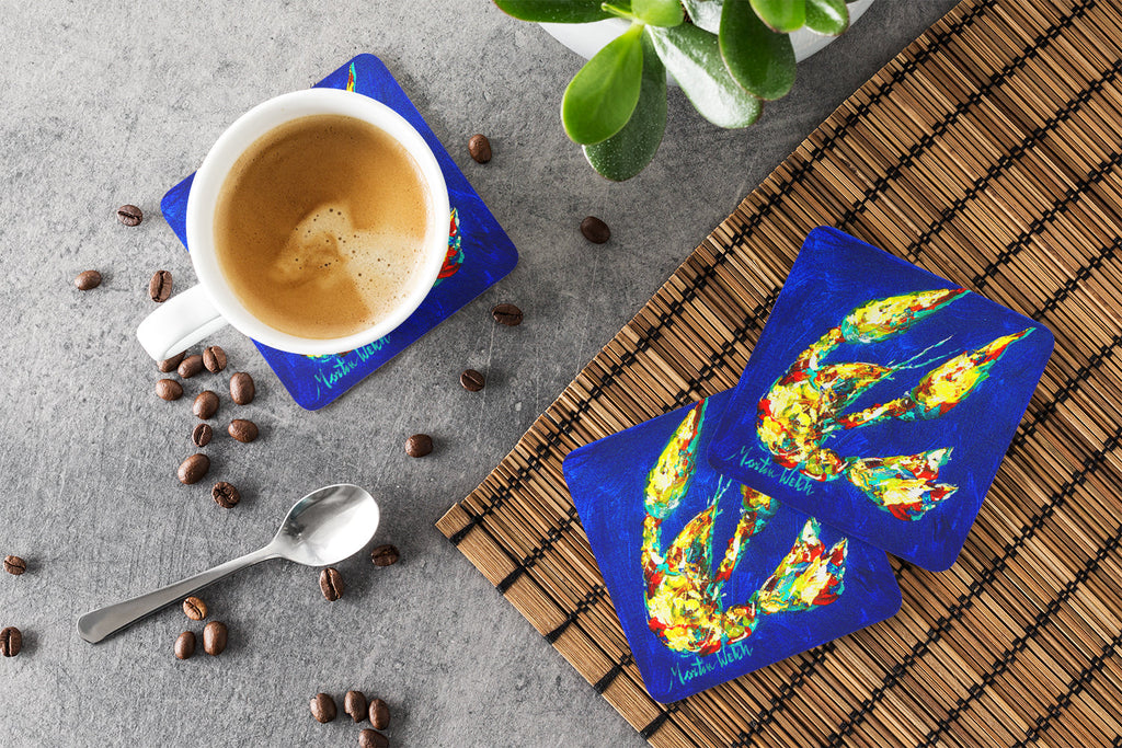 Crawfish Little Blue Foam Coasters Set of 4 Cup Coasters for Indoor Outdoor, Tabletop Protection, Anti Slip, Mouse pad Material