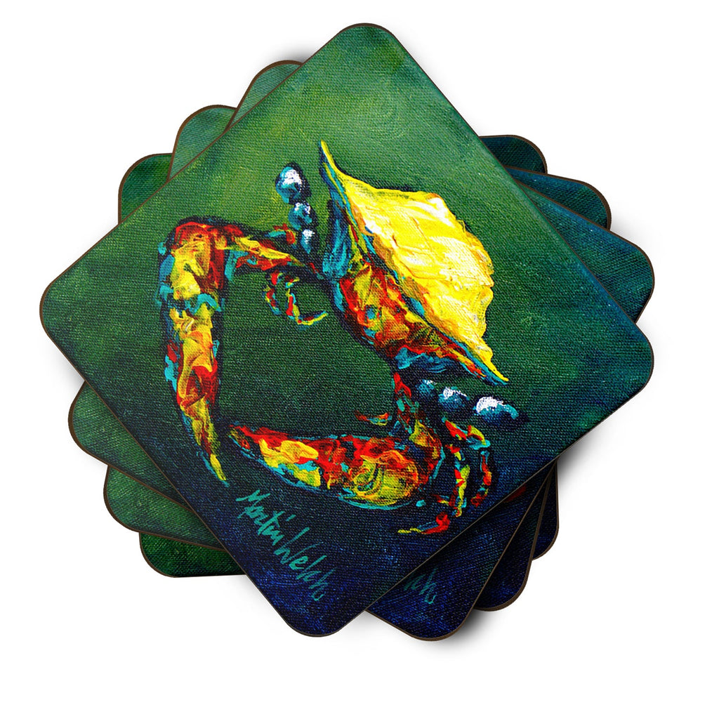 Crab Little Green Foam Coasters Set of 4 Cup Coasters for Indoor Outdoor, Tabletop Protection, Anti Slip, Mouse pad Material