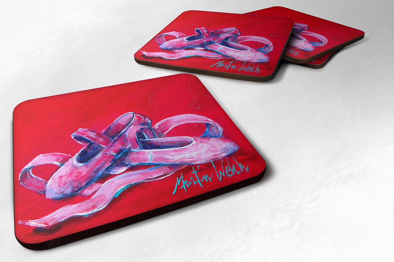 Ballet Little Slippers Foam Coasters Set of 4 Cup Coasters for Indoor Outdoor, Tabletop Protection, Anti Slip, Mouse pad Material
