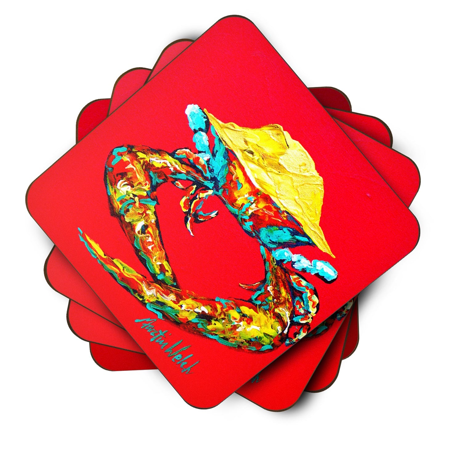 Crab Long Claw Foam Coasters Set of 4 Cup Coasters for Indoor Outdoor, Tabletop Protection, Anti Slip, Mouse pad Material