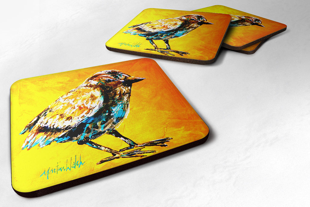Bird Look At The Birdie Foam Coasters Set of 4 Cup Coasters for Indoor Outdoor, Tabletop Protection, Anti Slip, Mouse pad Material