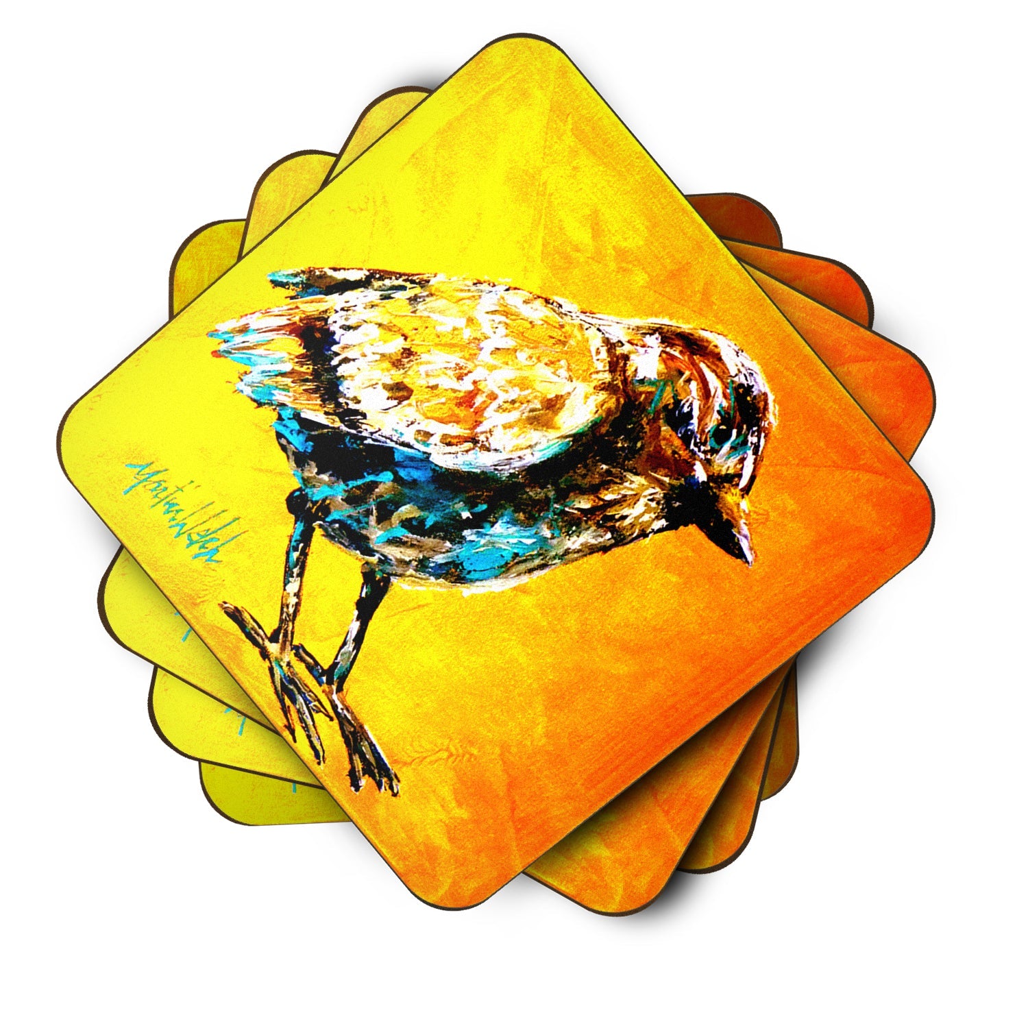 Bird Look At The Birdie Foam Coasters Set of 4 Cup Coasters for Indoor Outdoor, Tabletop Protection, Anti Slip, Mouse pad Material