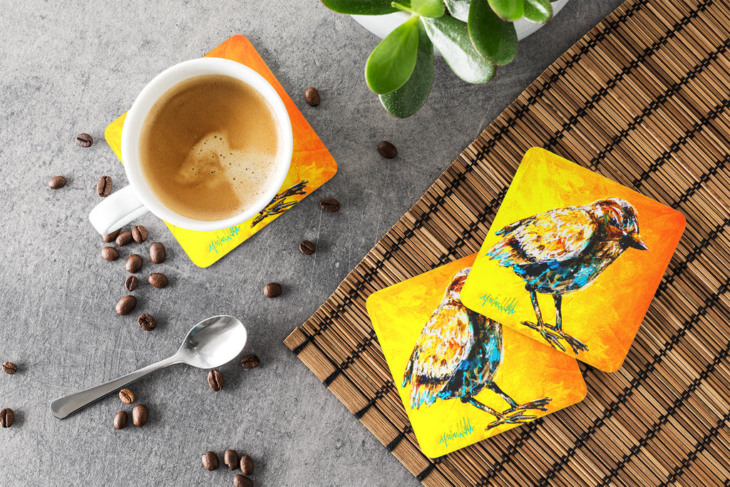 Bird Look At The Birdie Foam Coasters Set of 4 Cup Coasters for Indoor Outdoor, Tabletop Protection, Anti Slip, Mouse pad Material