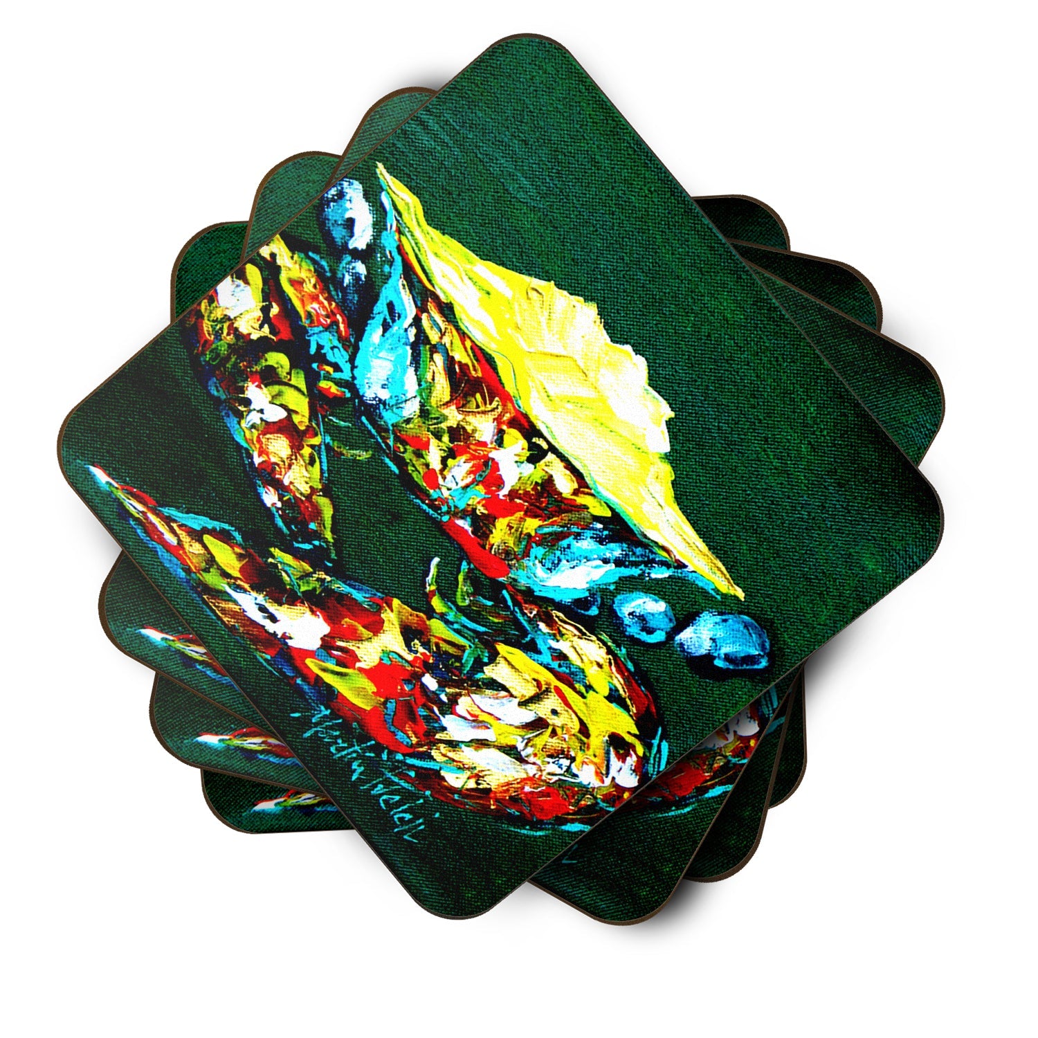 Crab Mean Green Foam Coasters Set of 4 Cup Coasters for Indoor Outdoor, Tabletop Protection, Anti Slip, Mouse pad Material