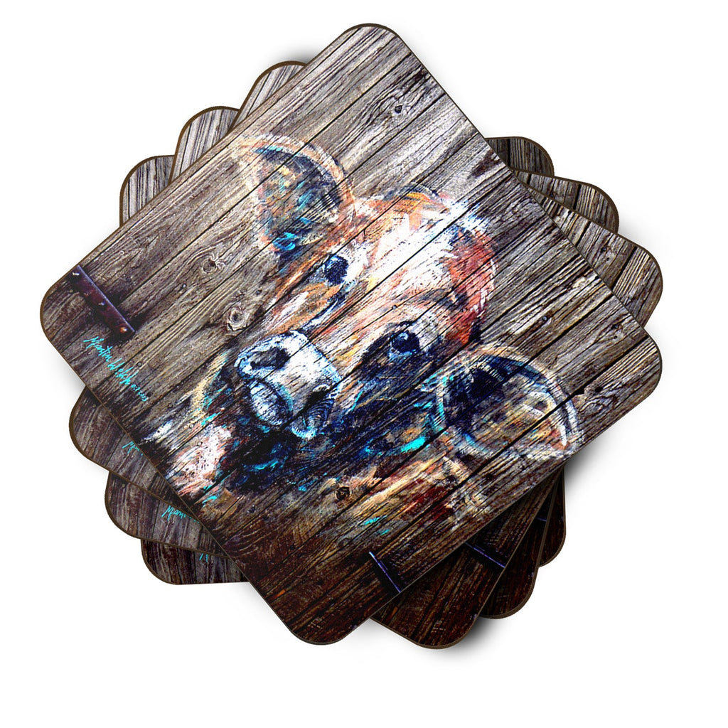Cow Moo Shine Foam Coasters Set of 4 Cup Coasters for Indoor Outdoor, Tabletop Protection, Anti Slip, Mouse pad Material