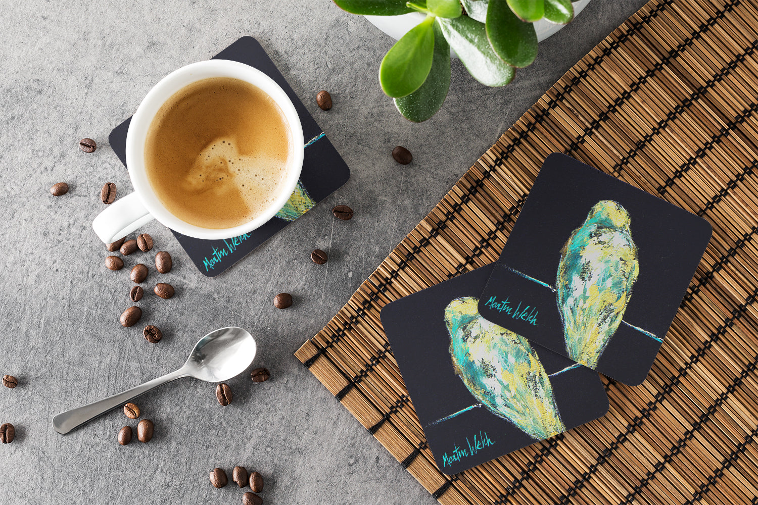 Bird Not My Problem Foam Coasters Set of 4 Cup Coasters for Indoor Outdoor, Tabletop Protection, Anti Slip, Mouse pad Material