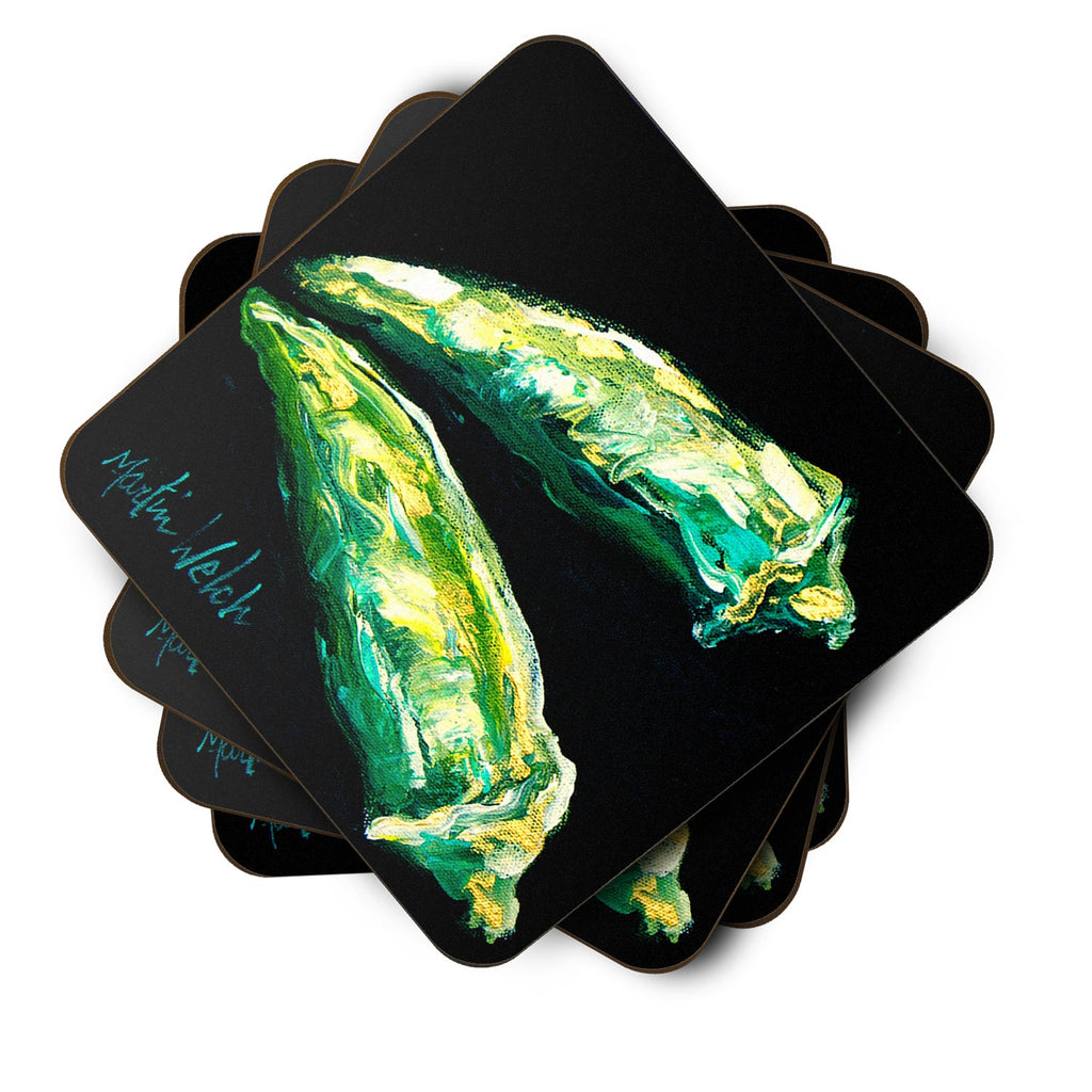 Vegetables - Okra Gumbo Foam Coasters Set of 4 Cup Coasters for Indoor Outdoor, Tabletop Protection, Anti Slip, Mouse pad Material