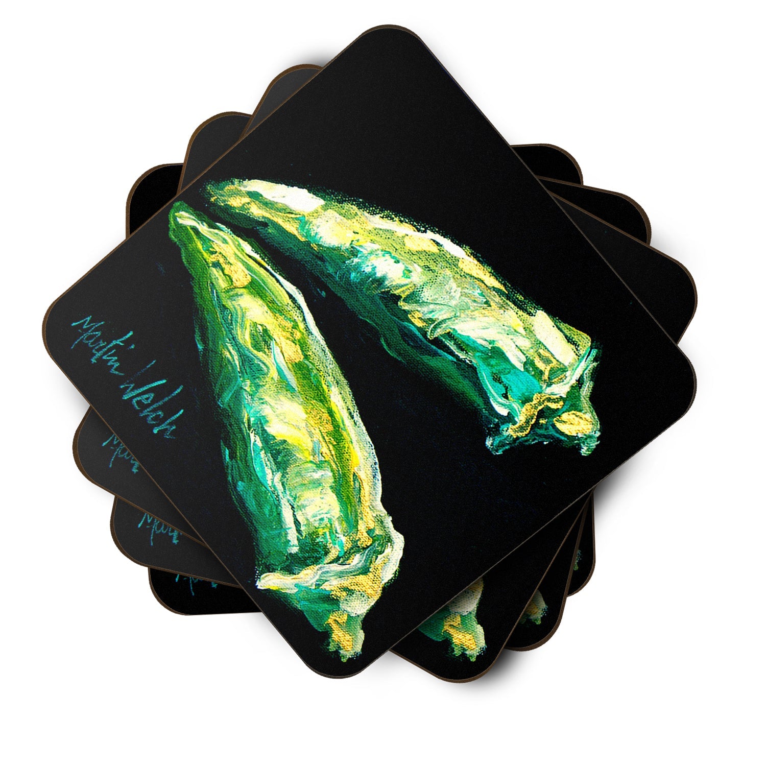 Vegetables - Okra Gumbo Foam Coasters Set of 4 Cup Coasters for Indoor Outdoor, Tabletop Protection, Anti Slip, Mouse pad Material